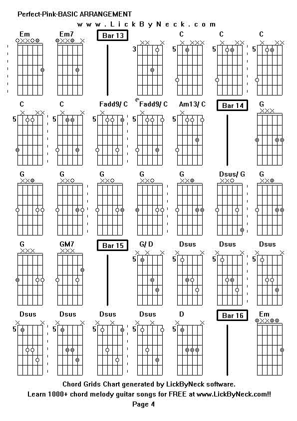 Chord Grids Chart of chord melody fingerstyle guitar song-Perfect-Pink-BASIC ARRANGEMENT,generated by LickByNeck software.